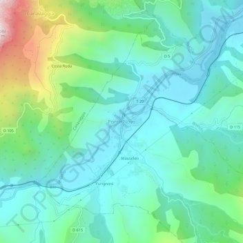 Mapa topográfico Ponte-Novo, altitude, relevo
