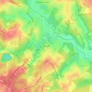 Mapa topográfico Lake Capri, altitude, relevo