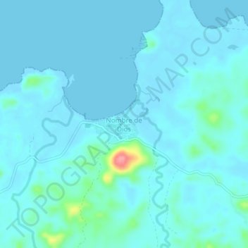 Mapa topográfico Nombre de Dios, altitude, relevo