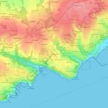 Mapa topográfico Le Cosquer, altitude, relevo