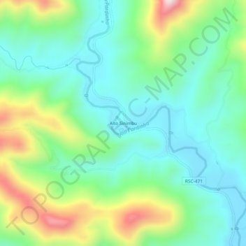 Mapa topográfico Alto Sinimbu, altitude, relevo