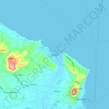 Mapa topográfico Tsilivi, altitude, relevo