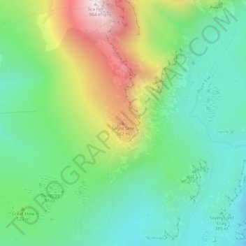 Mapa topográfico Slight Side, altitude, relevo