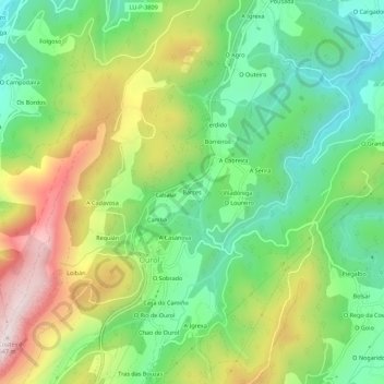 Mapa topográfico Barces, altitude, relevo