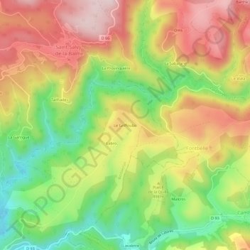Mapa topográfico Le Griffoulas, altitude, relevo