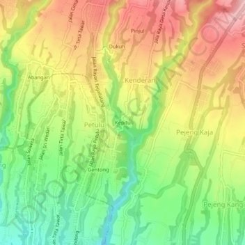Mapa topográfico Kepitu, altitude, relevo