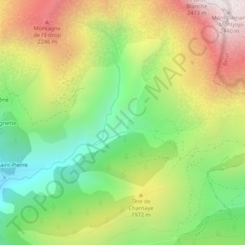 Mapa topográfico Le Cougné, altitude, relevo
