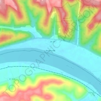 Mapa topográfico Wrightsville, altitude, relevo