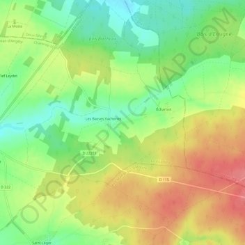 Mapa topográfico Les Hautes Vacheries, altitude, relevo