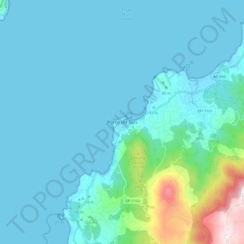 Mapa topográfico Porto do Son, altitude, relevo