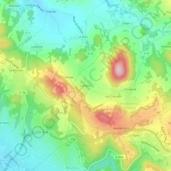 Mapa topográfico Condros, altitude, relevo