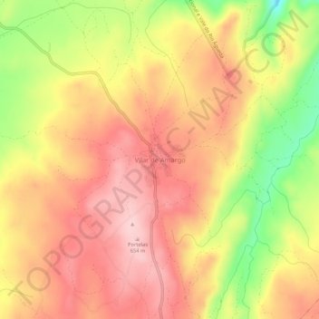 Mapa topográfico Vilar de Amargo, altitude, relevo