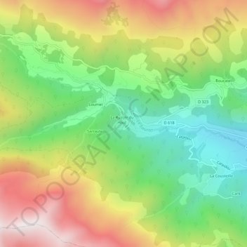 Mapa topográfico La Ruzole du Bas, altitude, relevo