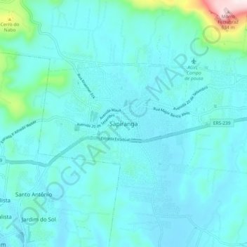 Mapa topográfico Sapiranga, altitude, relevo