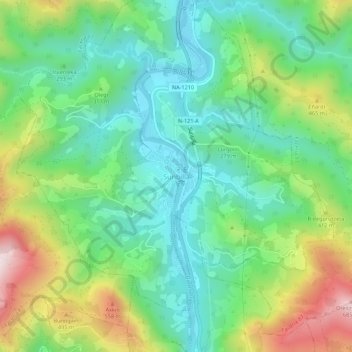 Mapa topográfico Sumbilla, altitude, relevo