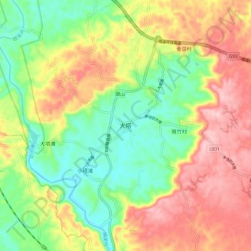 Mapa topográfico 樟海镇, altitude, relevo
