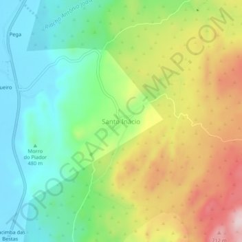 Mapa topográfico Santo Inácio, altitude, relevo