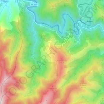 Mapa topográfico Goiko Herri, altitude, relevo