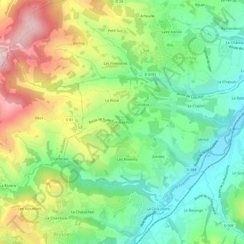 Mapa topográfico Le Sudieu, altitude, relevo