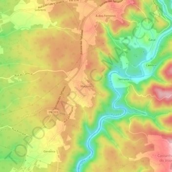 Mapa topográfico Maçoida, altitude, relevo