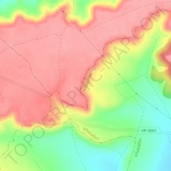 Mapa topográfico Cornalvo, altitude, relevo