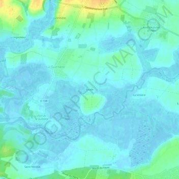 Mapa topográfico Ilaude, altitude, relevo
