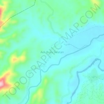 Mapa topográfico Aek Buru Selatan, altitude, relevo