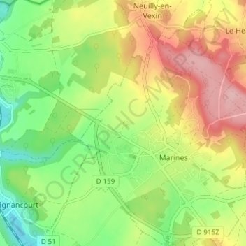 Mapa topográfico La Métairie, altitude, relevo