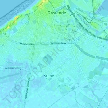 Mapa topográfico Nieuwe Stad, altitude, relevo