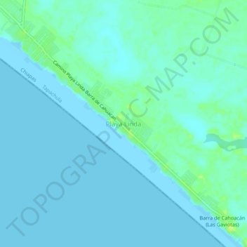 Mapa topográfico Playa Linda, altitude, relevo