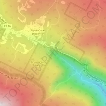 Mapa topográfico Lower Bridal Veil Falls, altitude, relevo
