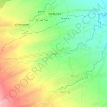 Mapa topográfico Ginuk, altitude, relevo