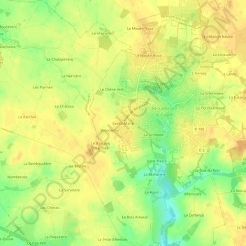 Mapa topográfico Sainte-Marie, altitude, relevo