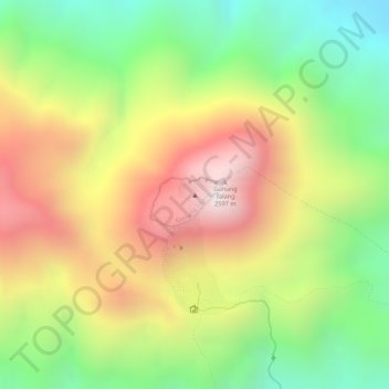 Mapa topográfico Mount Talang, altitude, relevo