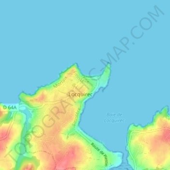 Mapa topográfico Pen Ar Run, altitude, relevo