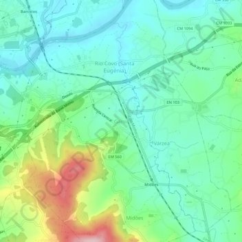 Mapa topográfico Gamil, altitude, relevo
