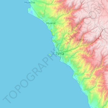 Mapa topográfico Constitutional Province of Callao, altitude, relevo