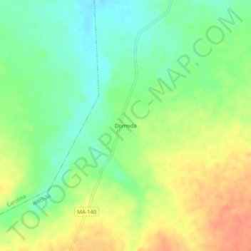 Mapa topográfico Dormida, altitude, relevo