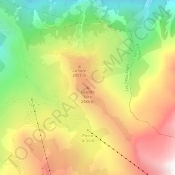 Mapa topográfico Grande Sûre, altitude, relevo