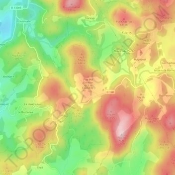 Mapa topográfico Couturas, altitude, relevo