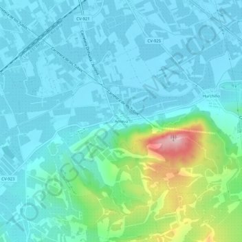 Mapa topográfico Arneva, altitude, relevo