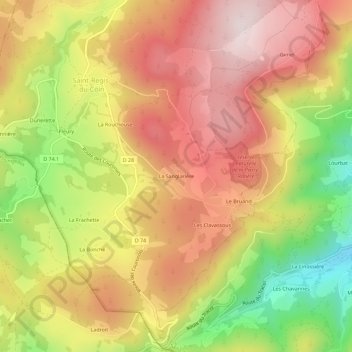 Mapa topográfico La Sanglarière, altitude, relevo