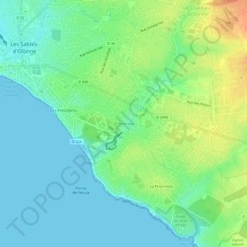 Mapa topográfico Le Pontreau, altitude, relevo