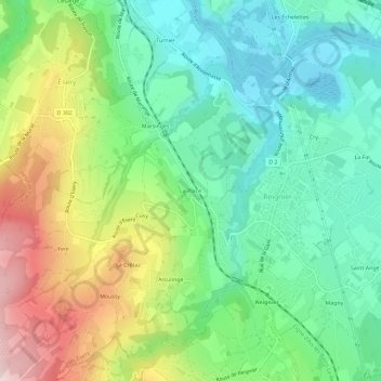 Mapa topográfico La Place, altitude, relevo