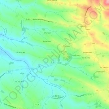 Mapa topográfico Saint-Martin, altitude, relevo