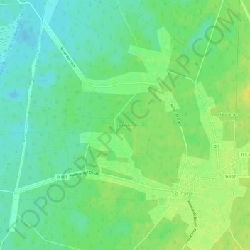Mapa topográfico Le Vignas, altitude, relevo