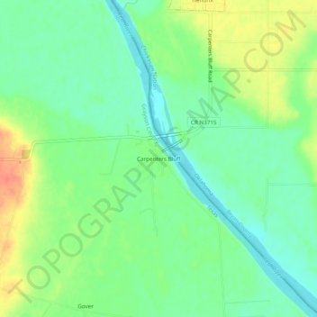 Mapa topográfico Carpenters Bluff, altitude, relevo