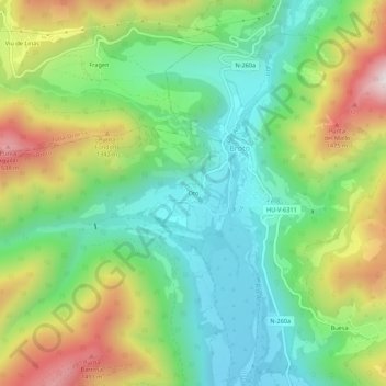 Mapa topográfico Oto, altitude, relevo