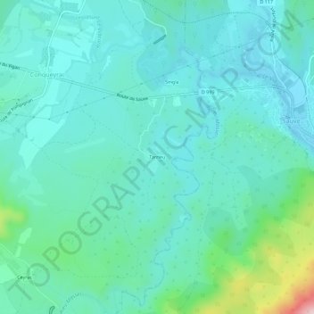 Mapa topográfico Tarrieu, altitude, relevo