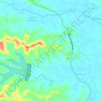 Mapa topográfico Teritip, altitude, relevo